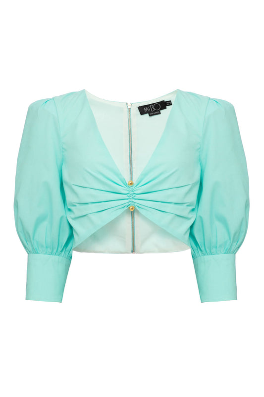 TOP CROPPED TRICOLINE RETRÔ AZUL CLARO