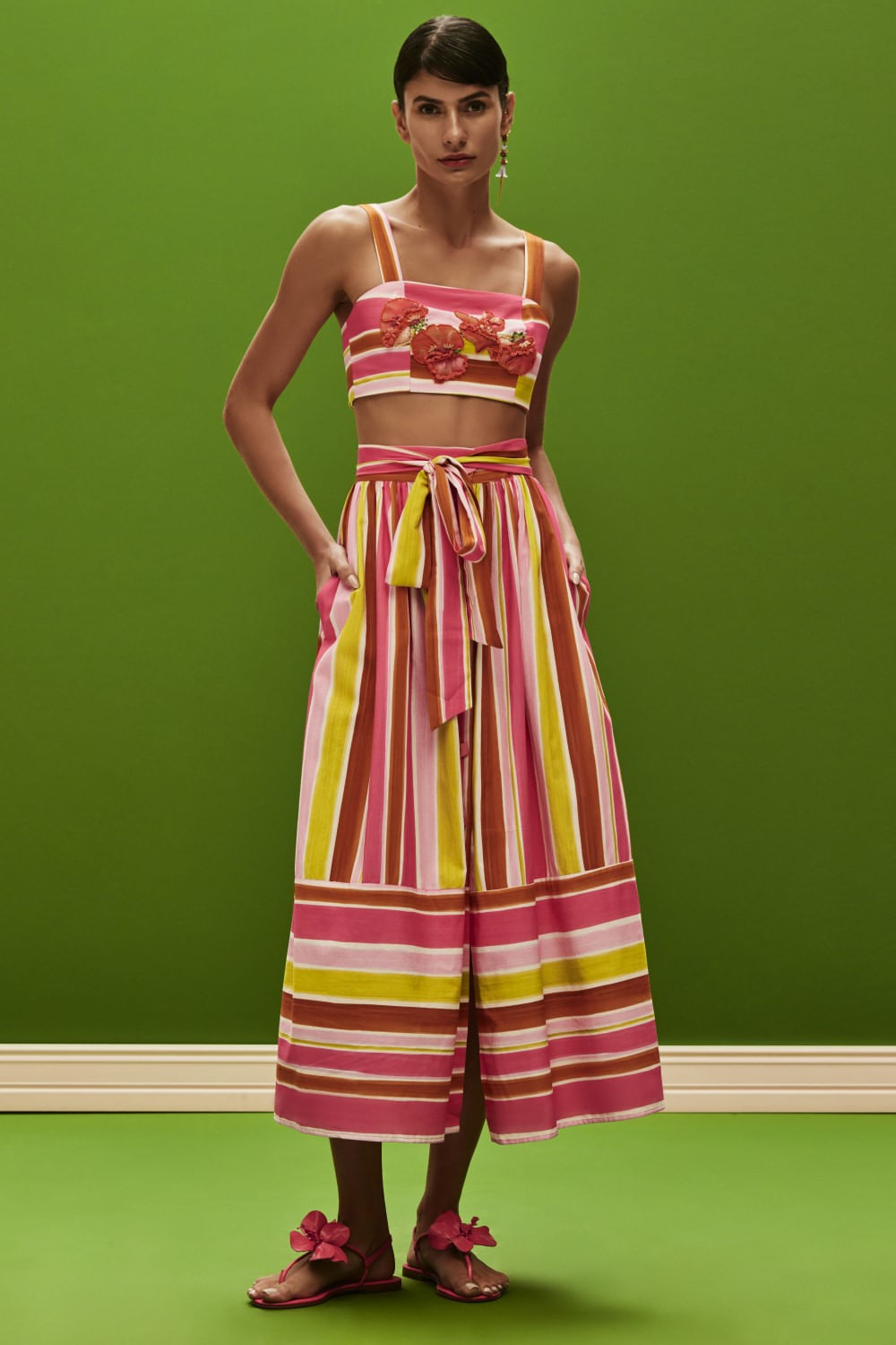 Top cropped artsy listrado pink