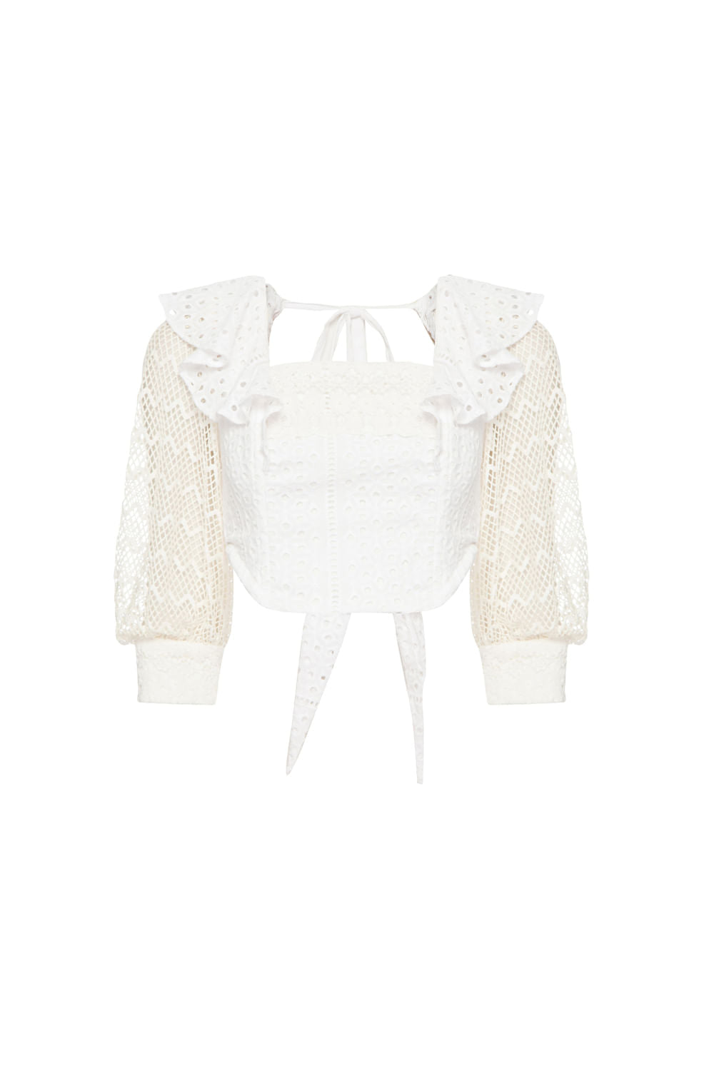 Top cropped estruturado laise branco
