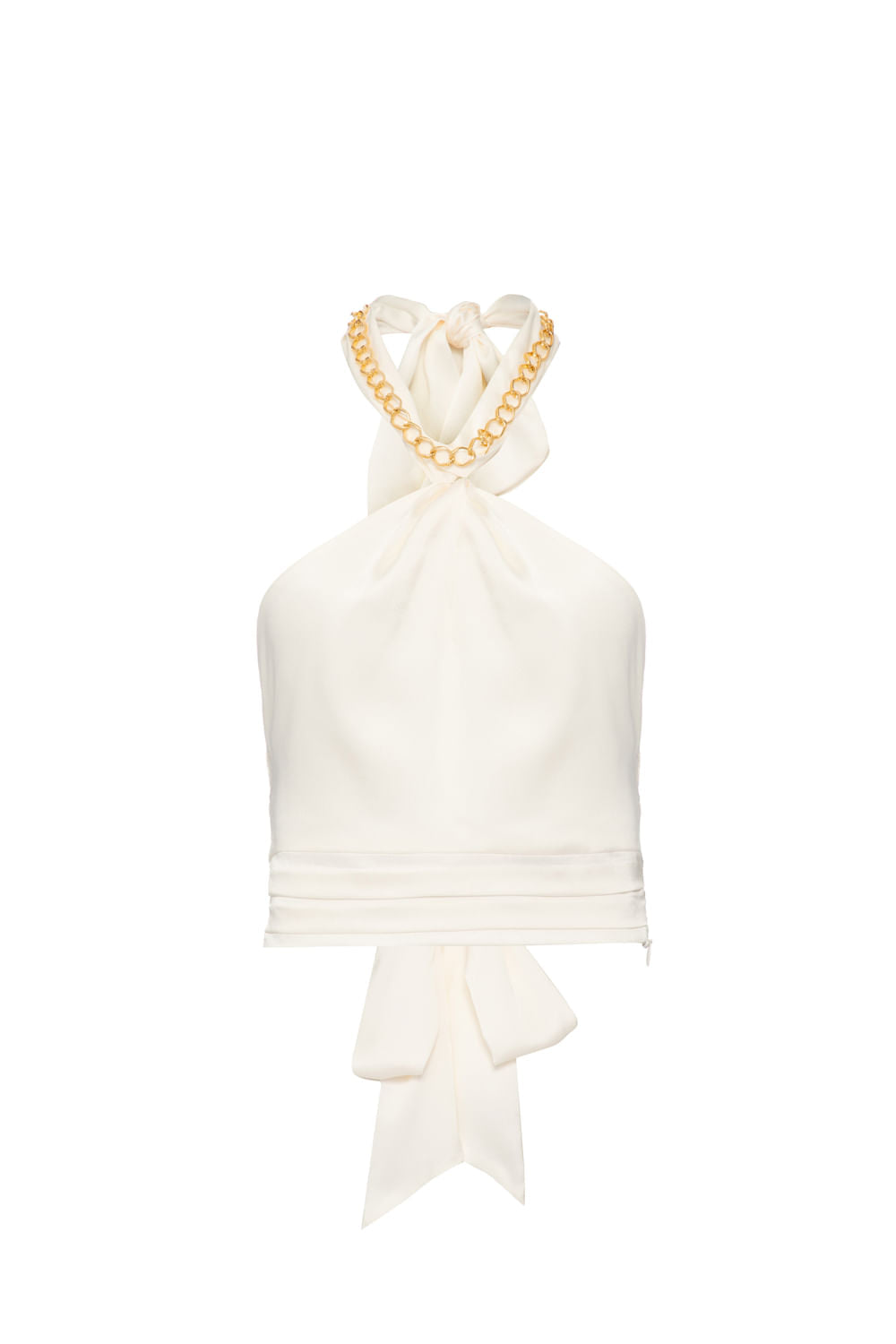 Top corrente cetim slip off white