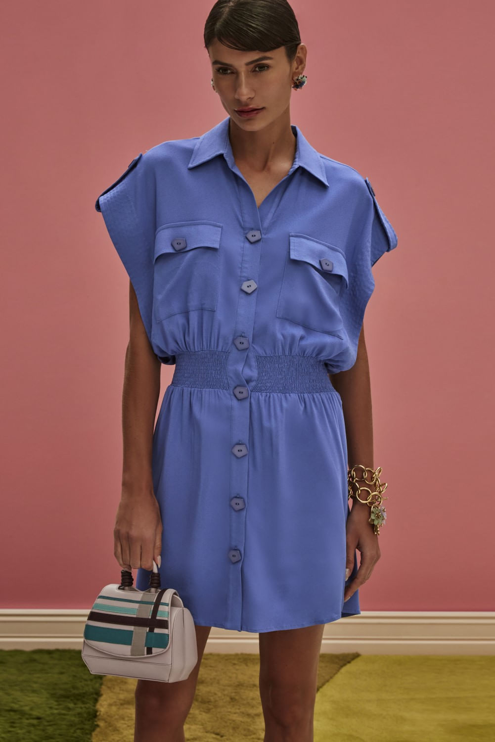 VESTIDO CURTO LASTÉX DISCO AZUL