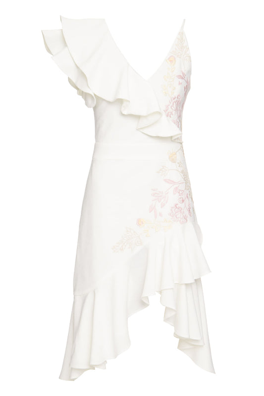 VESTIDO CURTO BABADO MINIMAL OFF WHITE