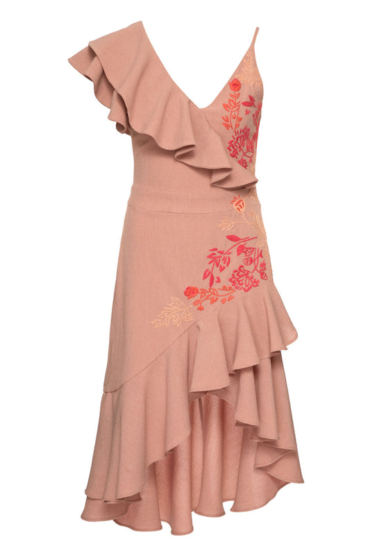 VESTIDO CURTO BABADO MINIMAL ROSA