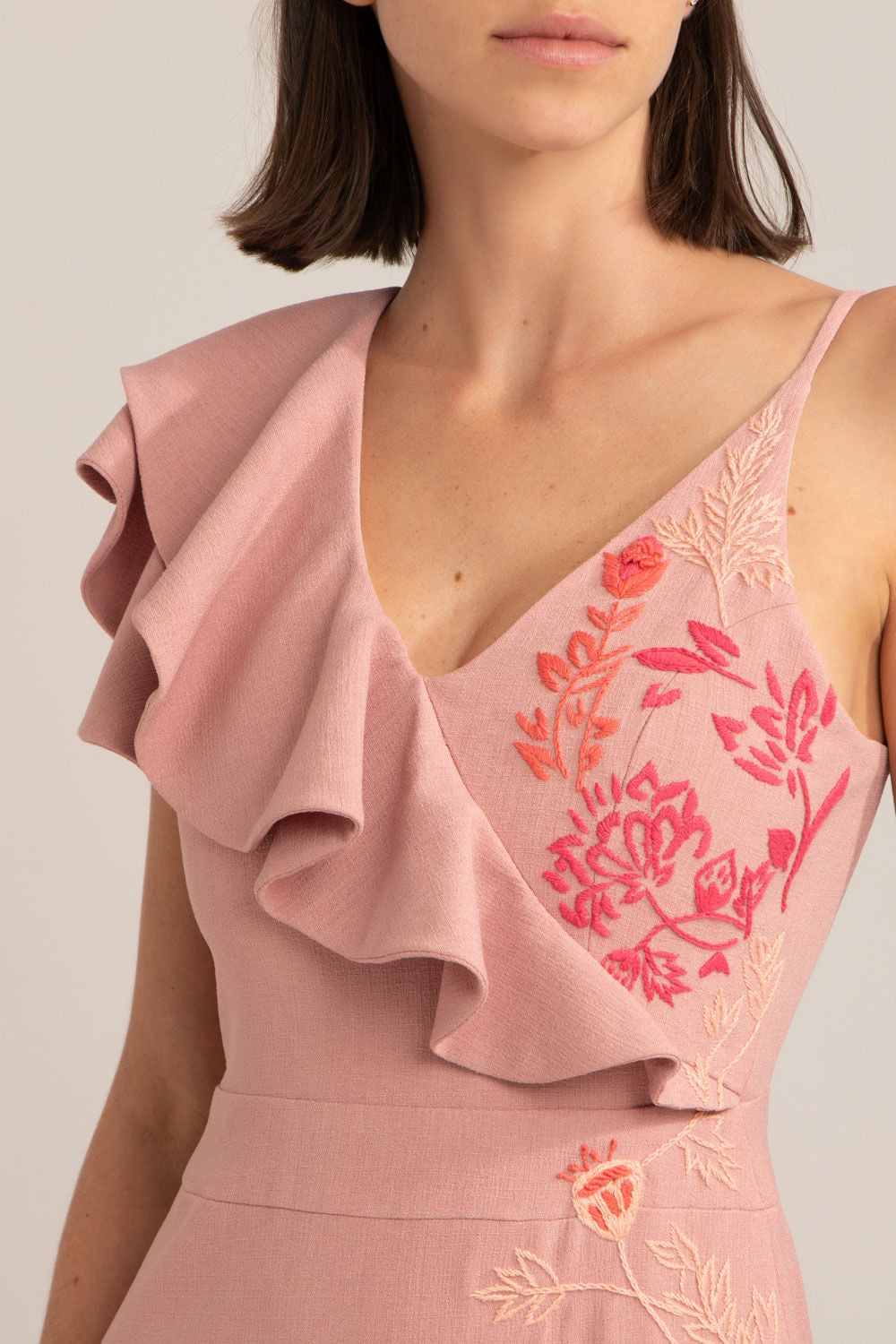 VESTIDO CURTO BABADO MINIMAL ROSA