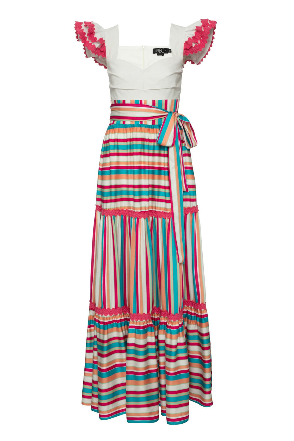 Vestido longo pop stripes rosa