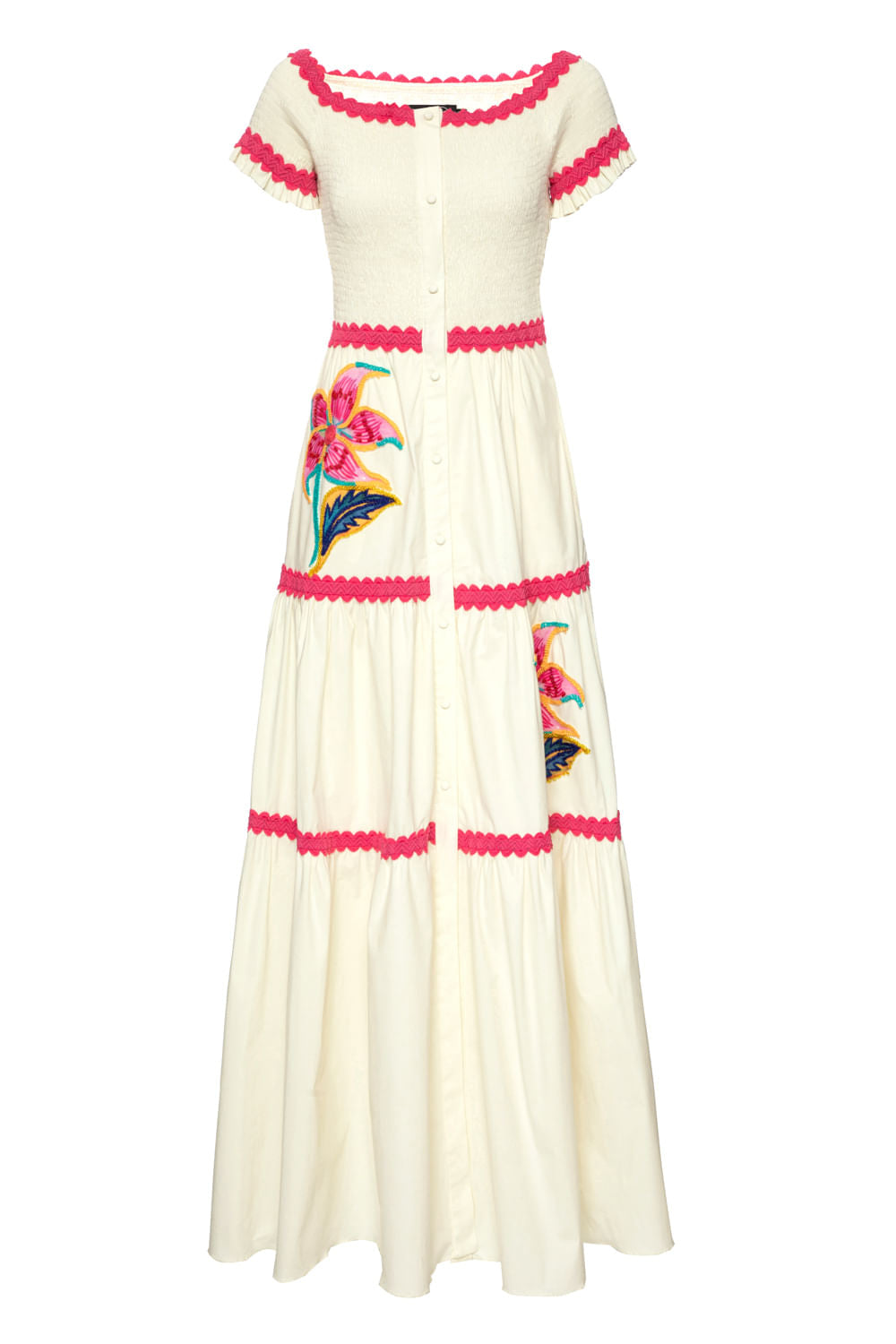 VESTIDO LONGO LASTÉX TRICOLINE BREEZE OFF WHITE