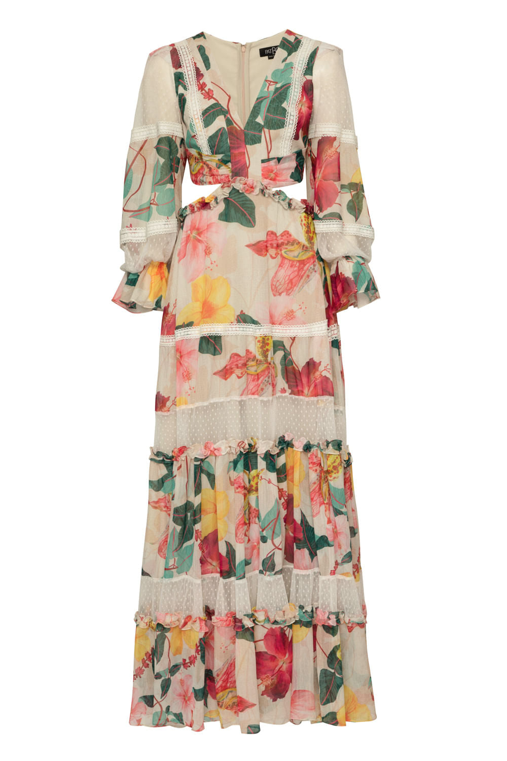 Vestido manga longa hibiscus off