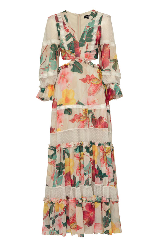 VESTIDO MANGA LONGA HIBISCUS OFF