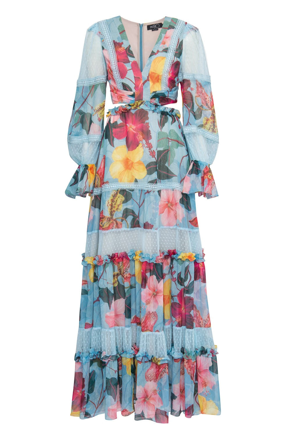 VESTIDO MANGA LONGA HIBISCUS AZUL