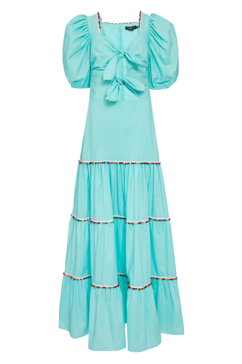 VESTIDO ENTREMEIO BOLINHA TRICOLINE RETRÔ AZUL CLARO