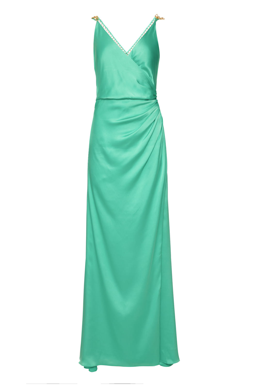 VESTIDO LONGO CORRENTE CETIM SLIP AZUL