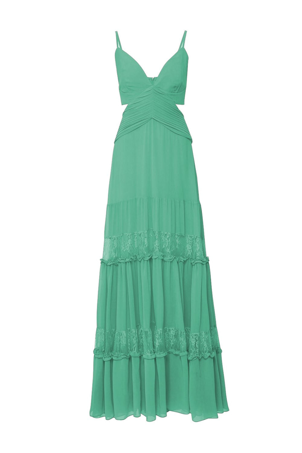 VESTIDO LONGO PREGAS CHIFFON BLOOMING  AZUL