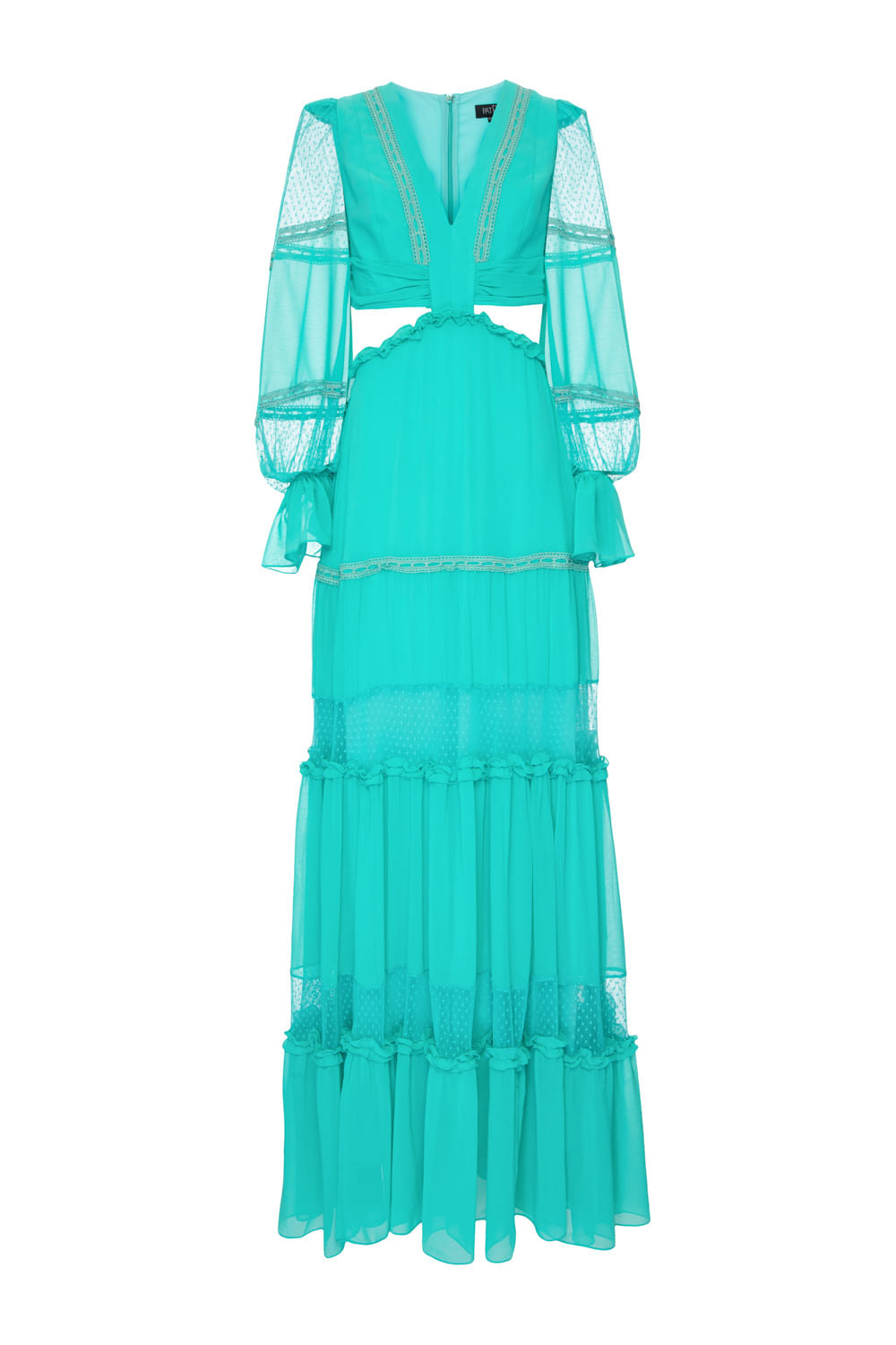 VESTIDO TULE POÁ CHIFFON BLOOMING AZUL