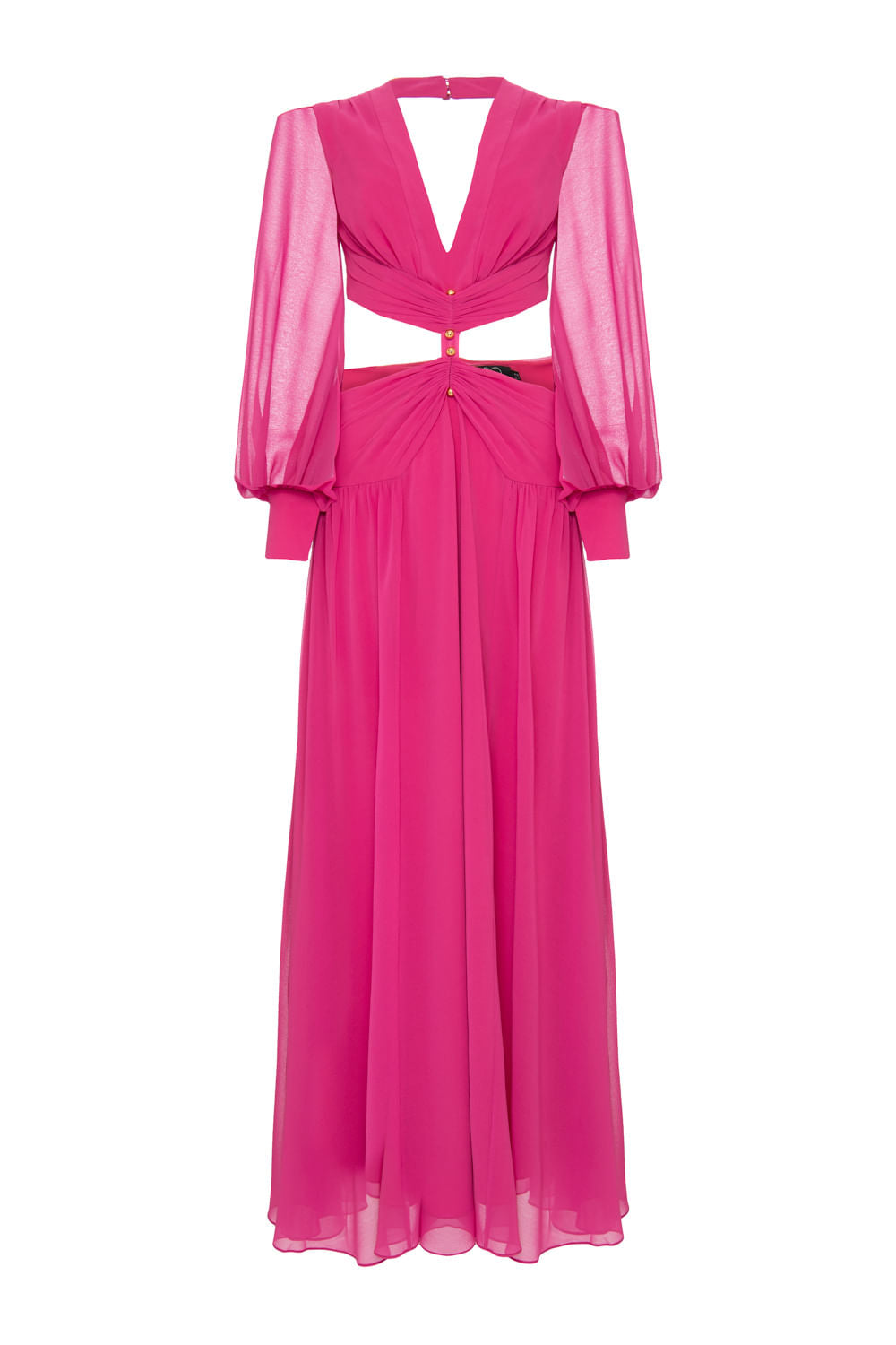 VESTIDO LONGO FERRAGEM CHIFFON BLOOMING PINK