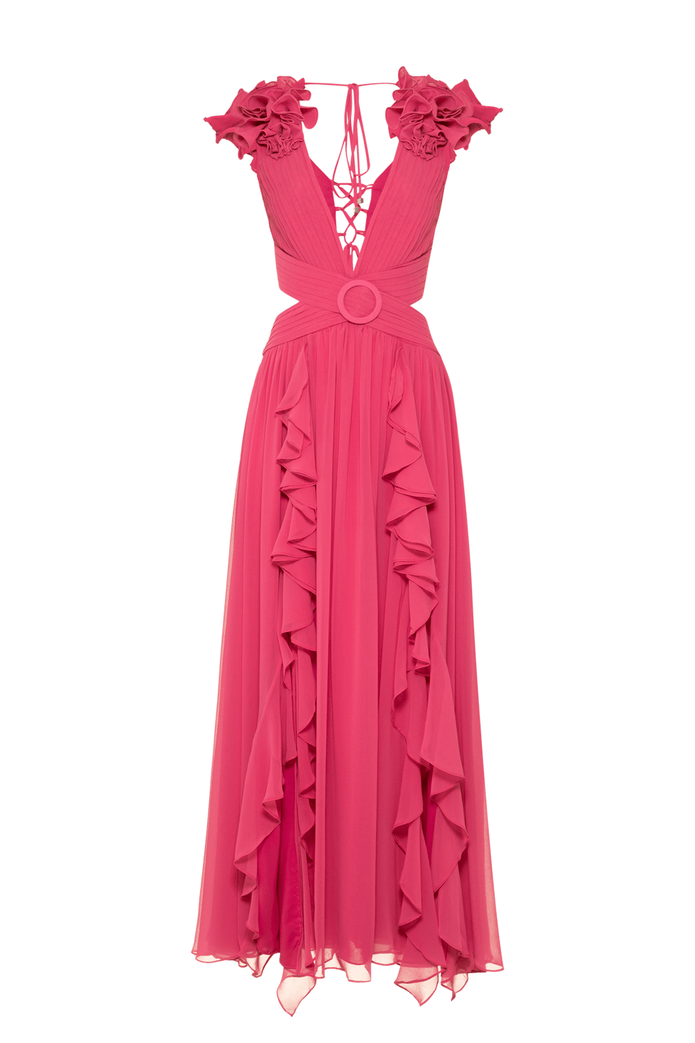 VESTIDO LONGO FERRAGEM CHIFFON BLOOMING PINK CLASSIC