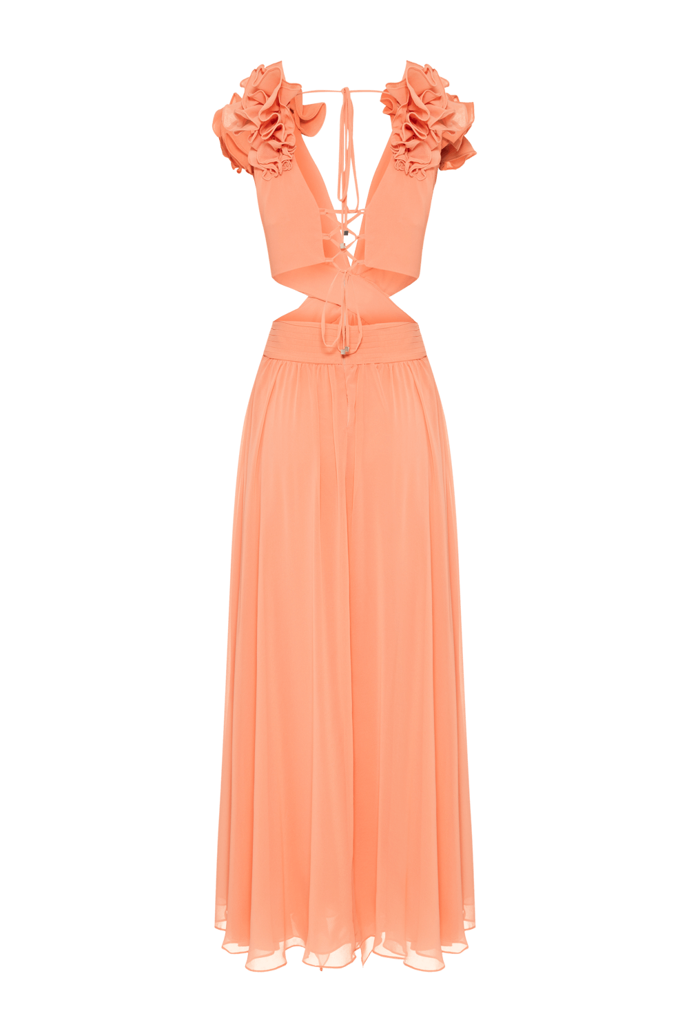 VESTIDO LONGO FERRAGEM CHIFFON BLOOMING MACARRON