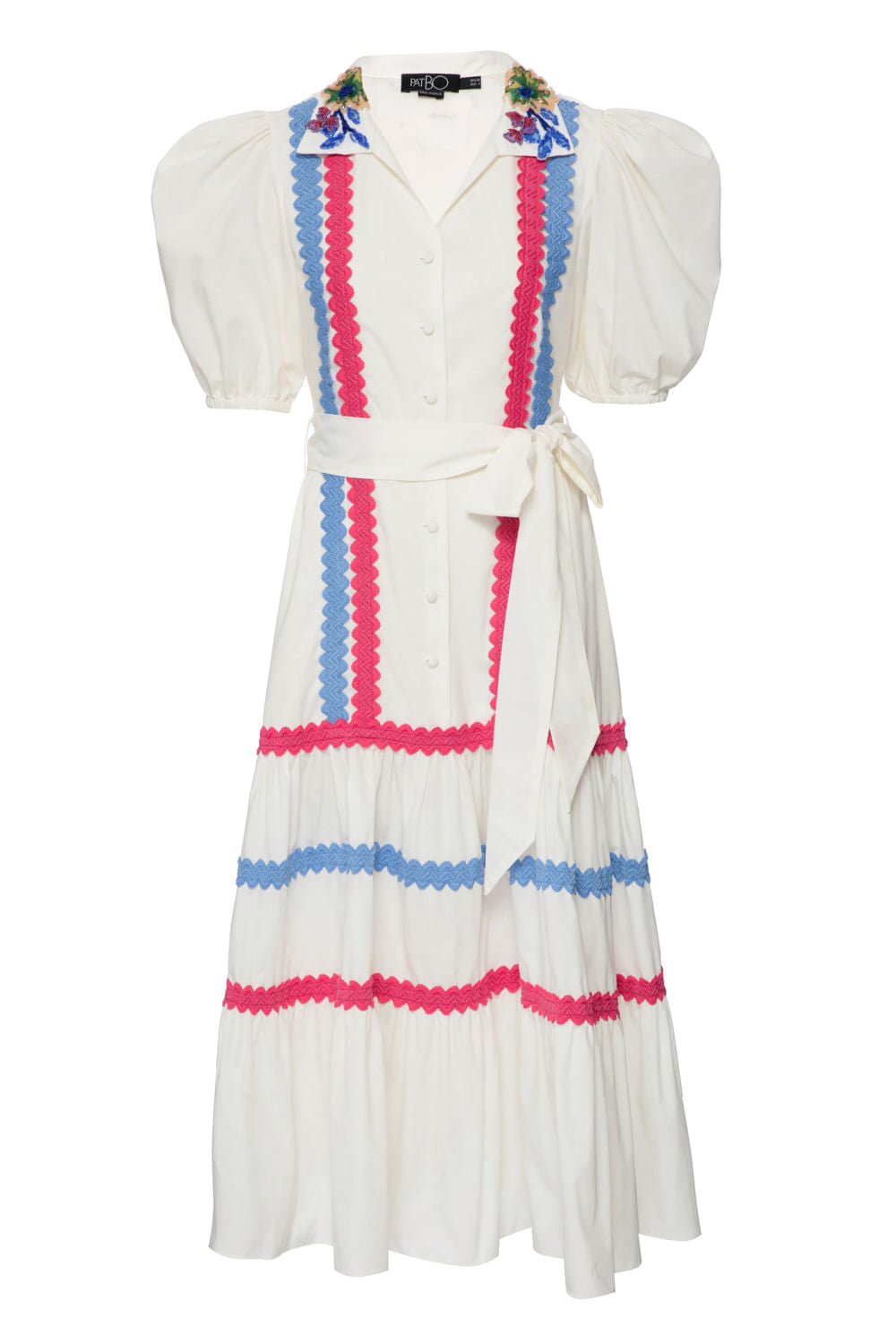 VESTIDO MÍDI LAÇO TRICOLINE RETRÔ OFF WHITE