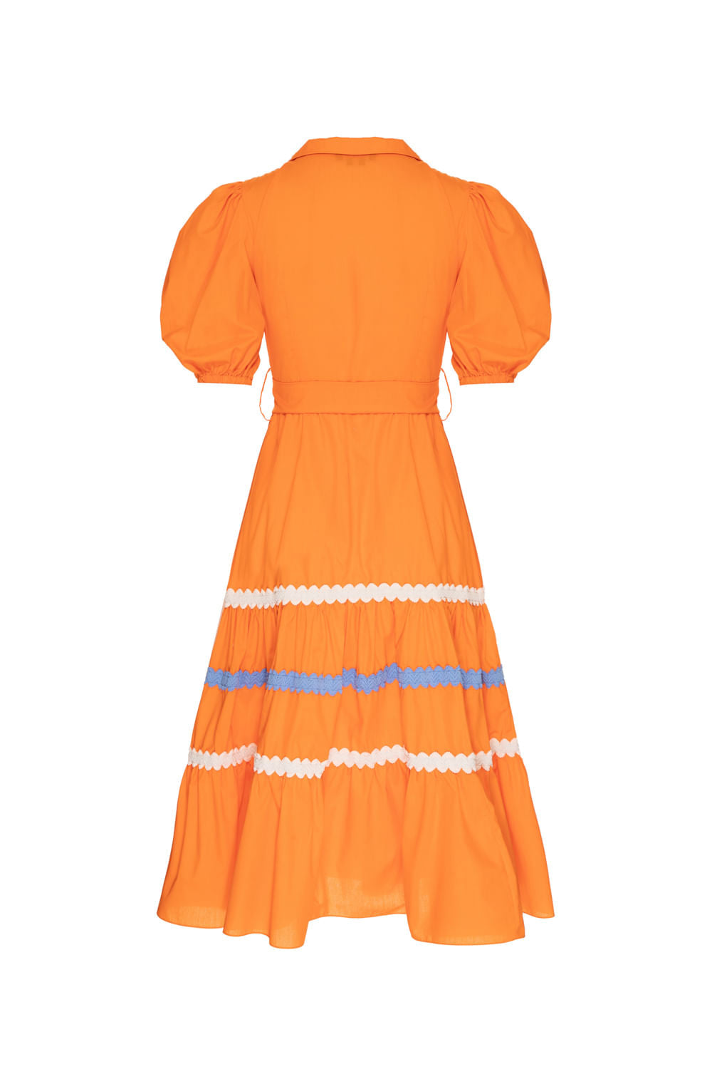 Vestido mídi laço tricoline retrô laranja