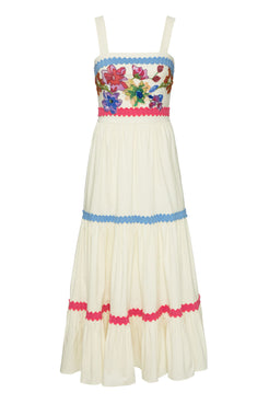 Vestido fita tricoline breeze off white