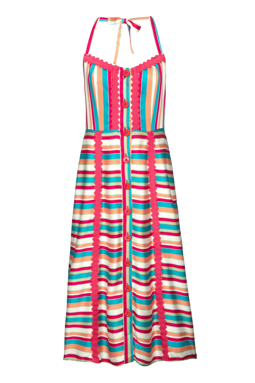 Vestido frente Ãºnica pop stripes off white