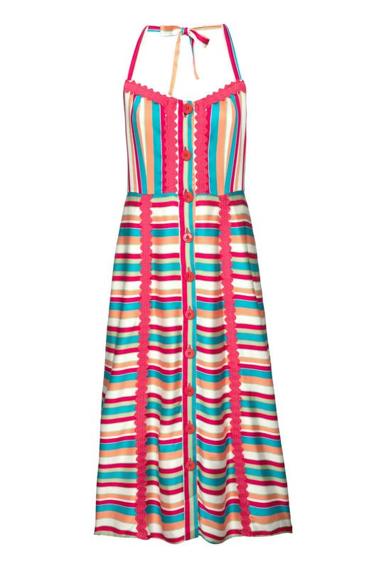 VESTIDO FRENTE ÚNICA POP STRIPES OFF WHITE