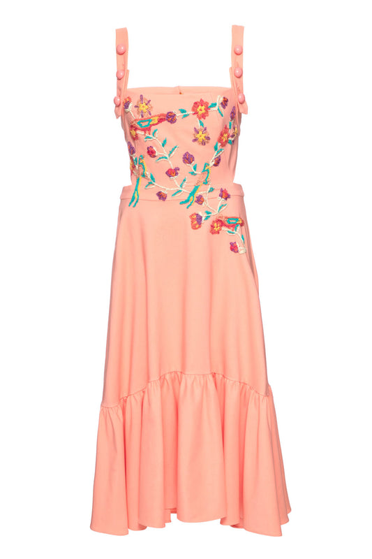 Vestido bordado eletric rosa