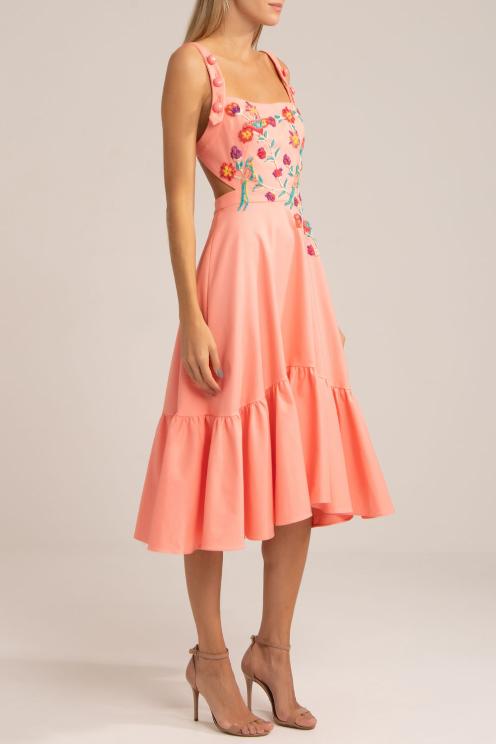 Vestido bordado eletric rosa