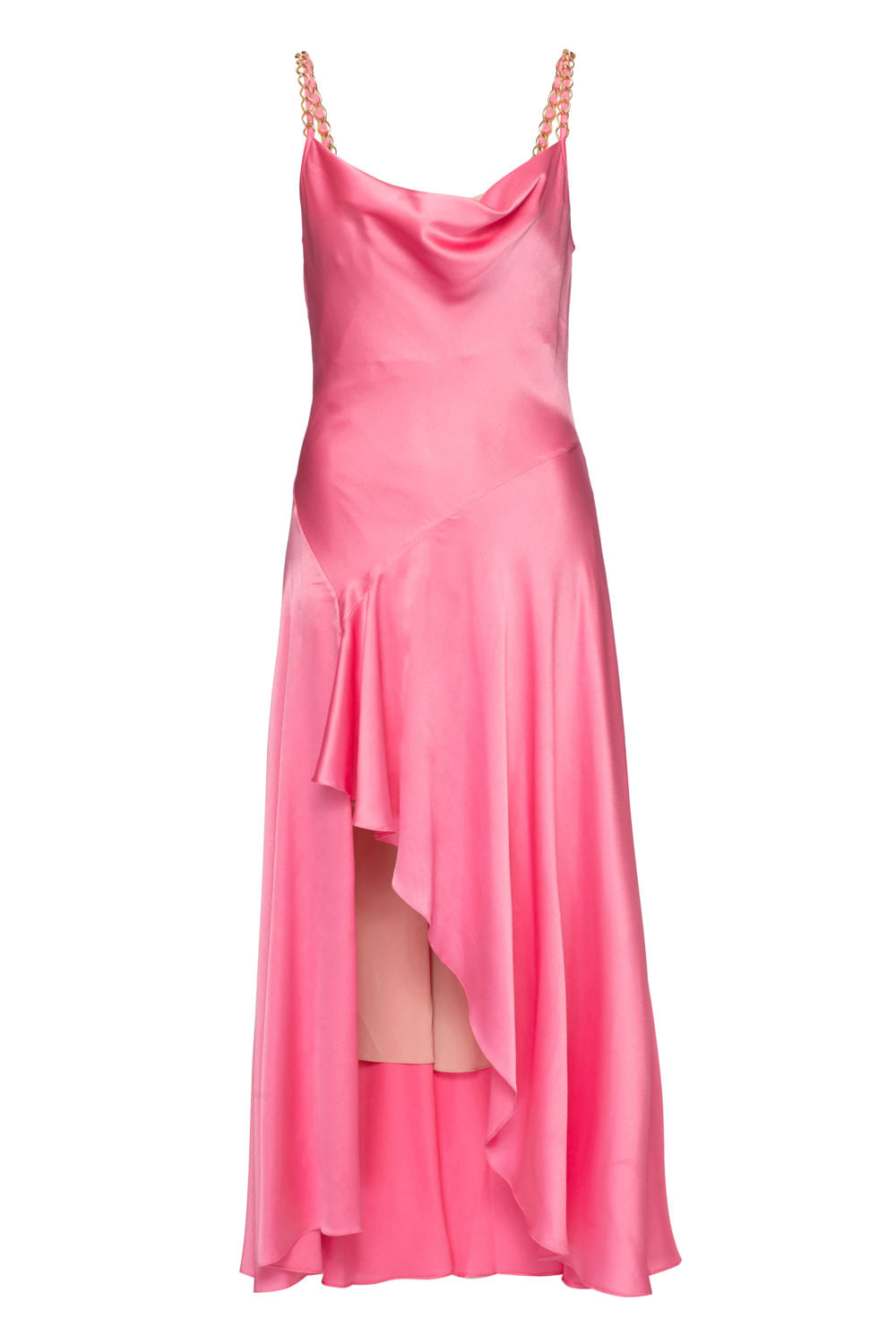 VESTIDO MÍDI ASSIMÉTRICO CETIM SLIP ROSA
