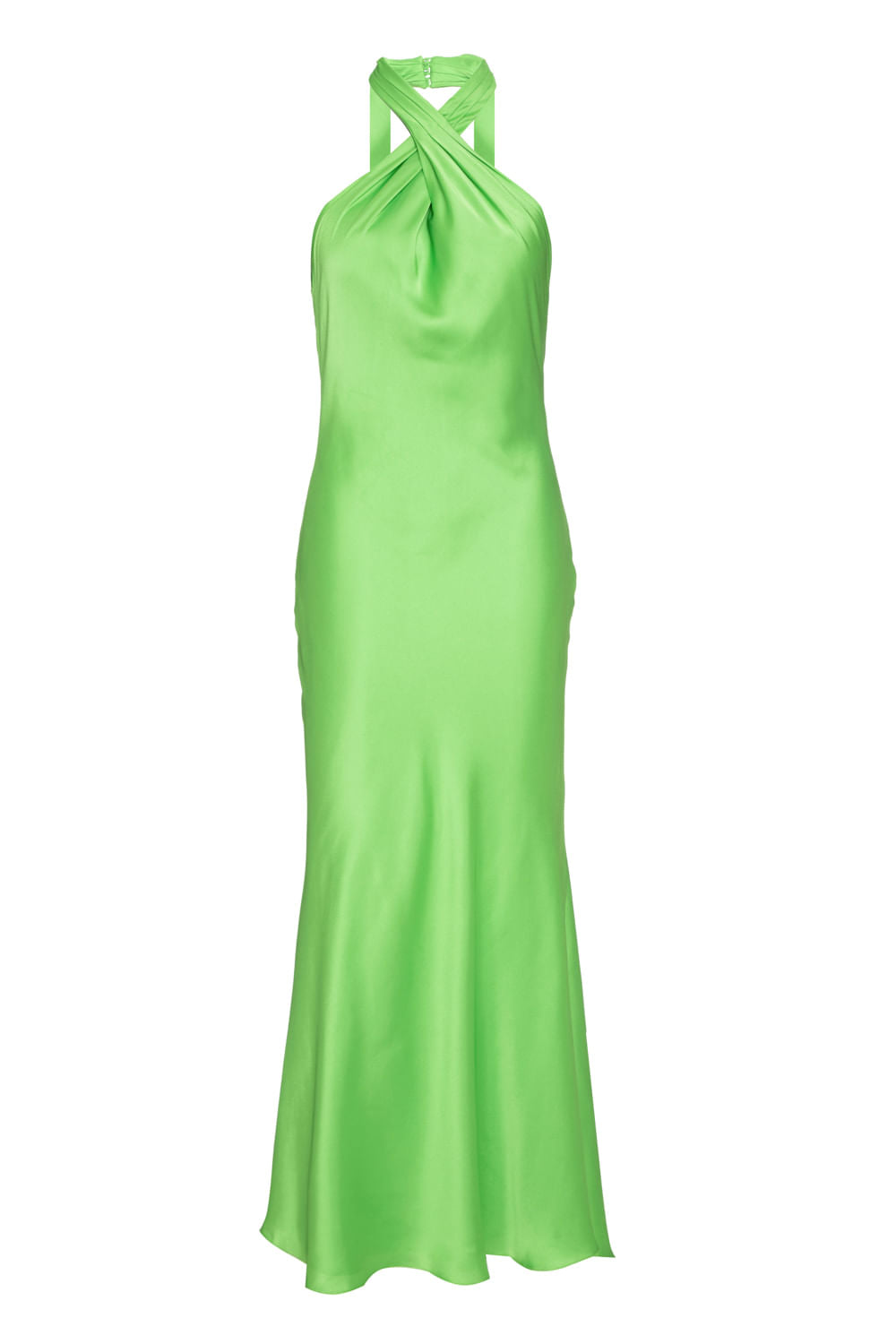 VESTIDO MÍDI DECOTE CRUZADO CETIM SLIP VERDE