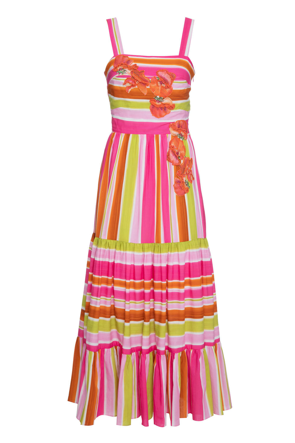 Vestido mÃ­di artsy listrado pink