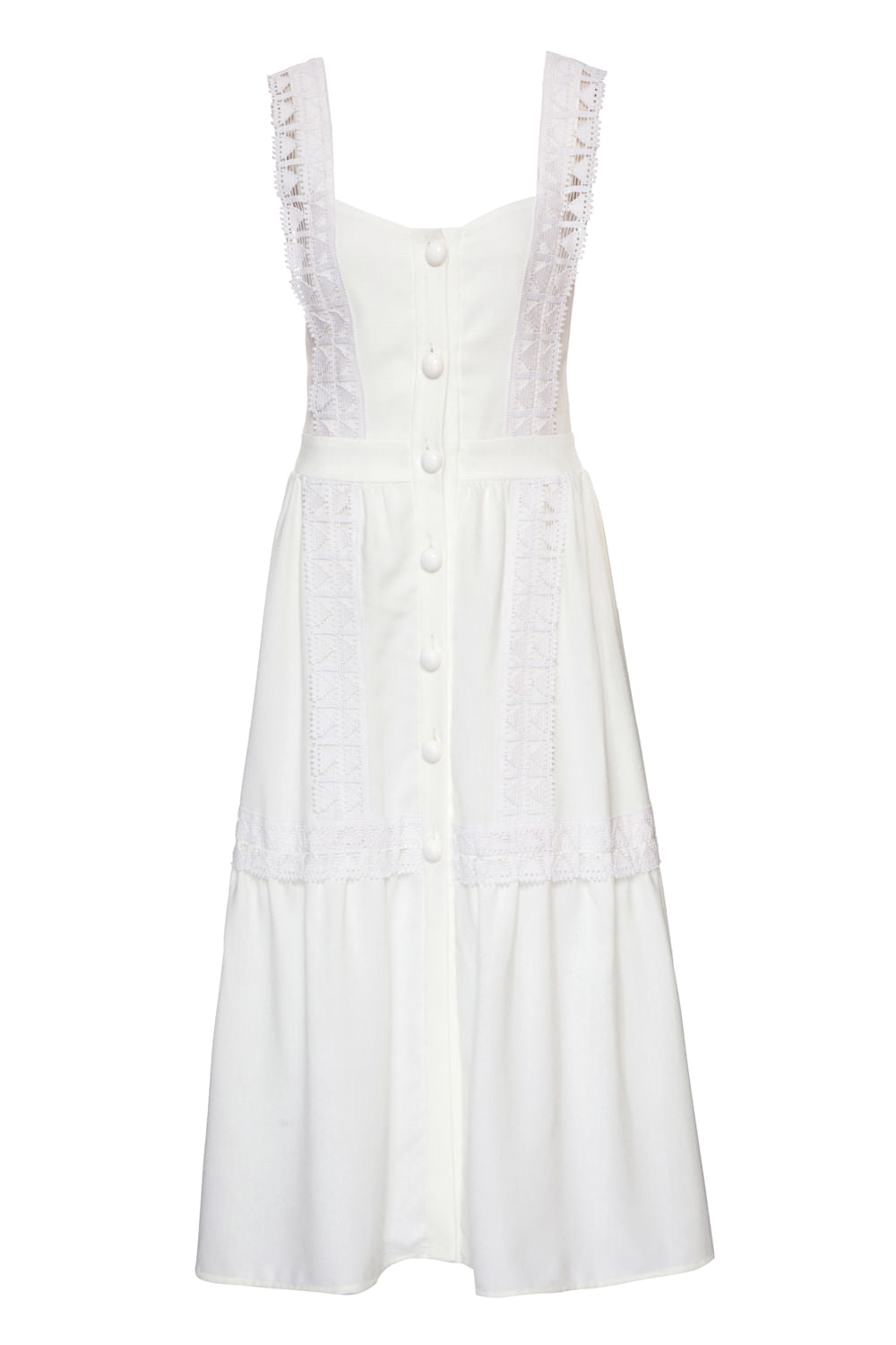 Vestido mídi botões minimal off white