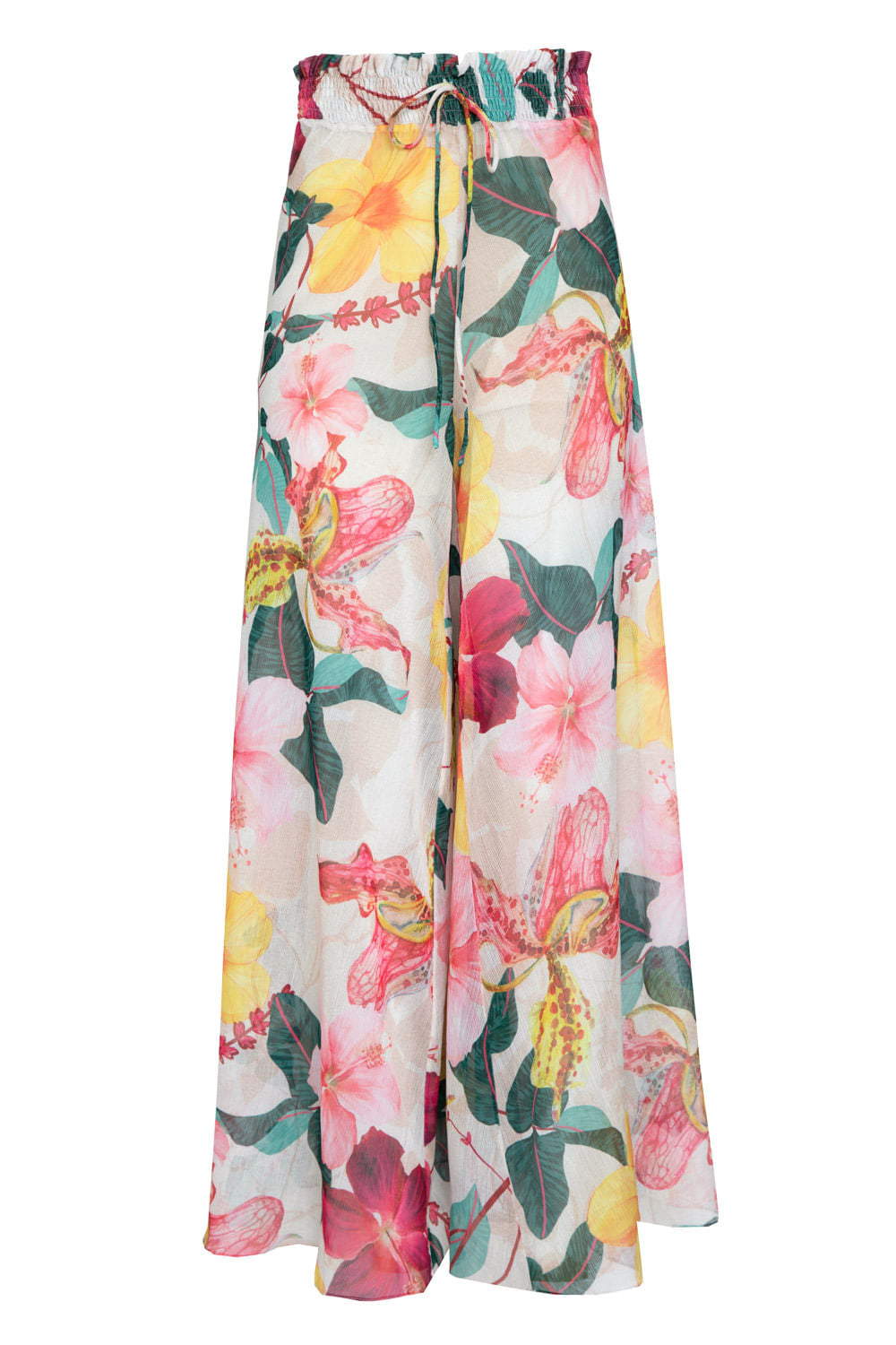 Calça ampla hibiscus off white