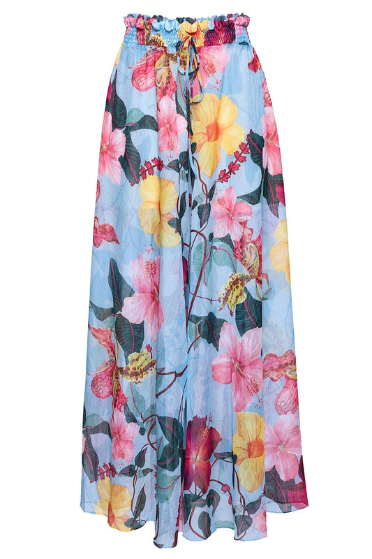 CALÇA AMPLA HIBISCUS AZUL