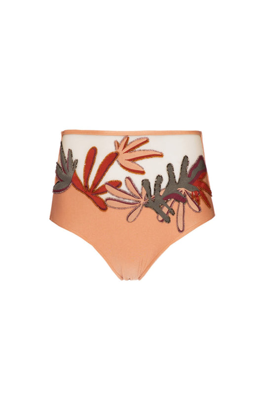 HOT PANTS TULE BORDADO MODERNISTA BEGE