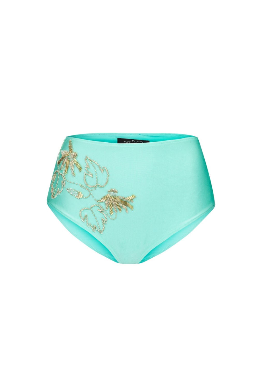HOT PANTS BORDADO FOLHAS  AQUA