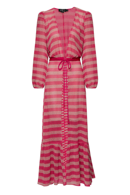 SAÍDA DE PRAIA LONGA TELA STRIPES PINK