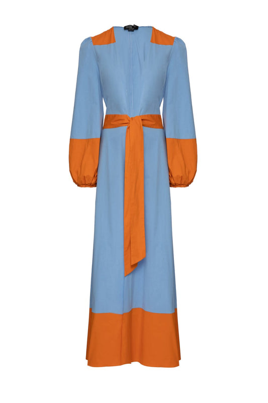 SAÍDA DE PRAIA MÍDI BICOLOR MODERNISTA AZUL