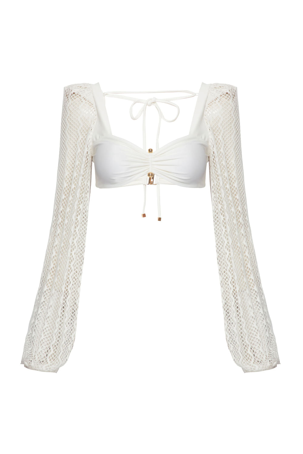 TOP CROPPED FERRAGEM TELA OFF WHITE