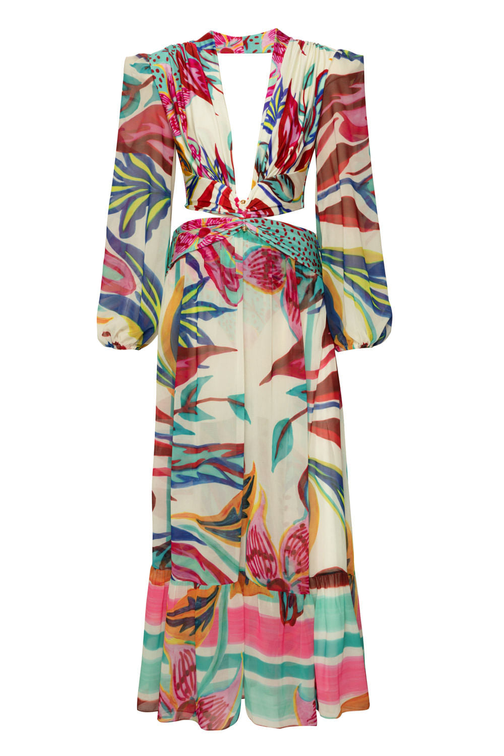 Vestido longo ferragem artsy lily off white