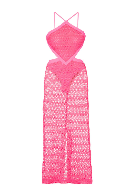 VESTIDO LONGO FRENTE ÚNICA TELA NEON VIBES PINK
