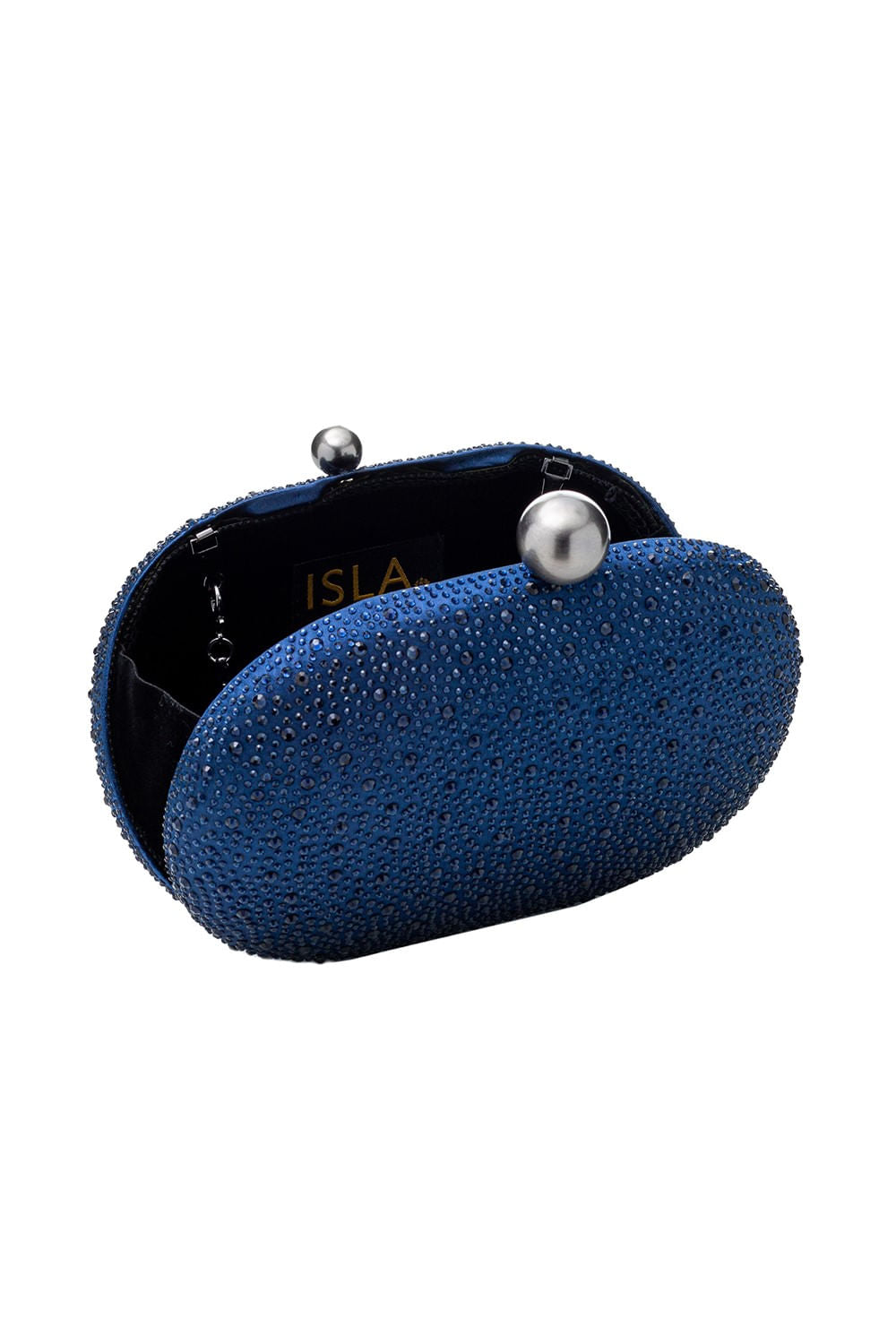 BOLSA CLUTCH CRISTAIS OVAL AZUL