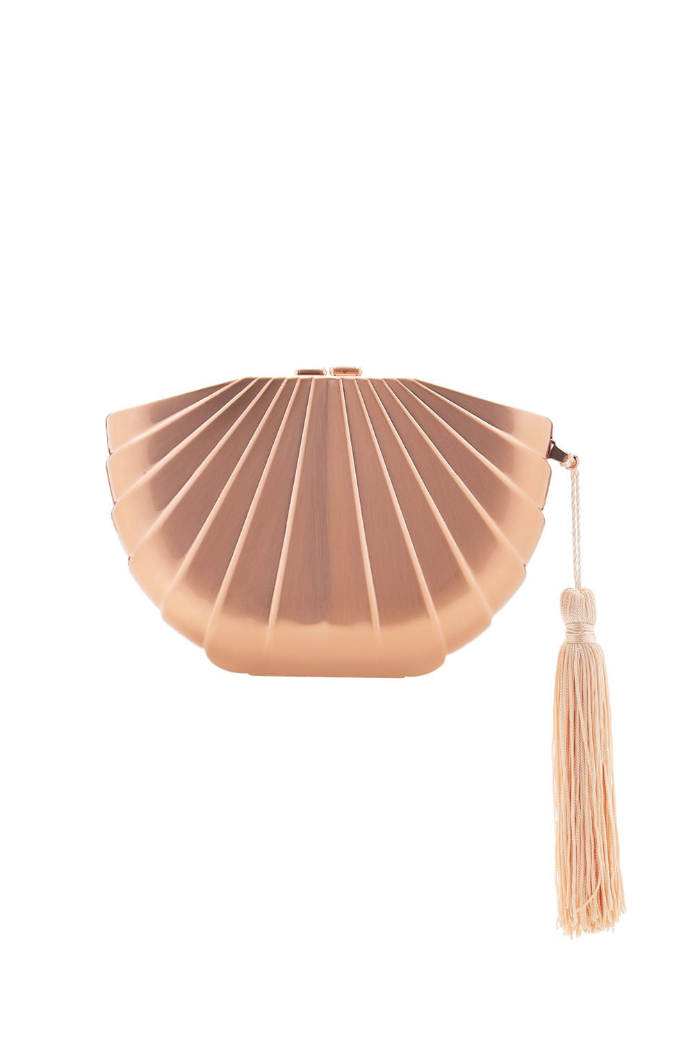 BOLSA CLUTCH METAL CONCHA ROSE