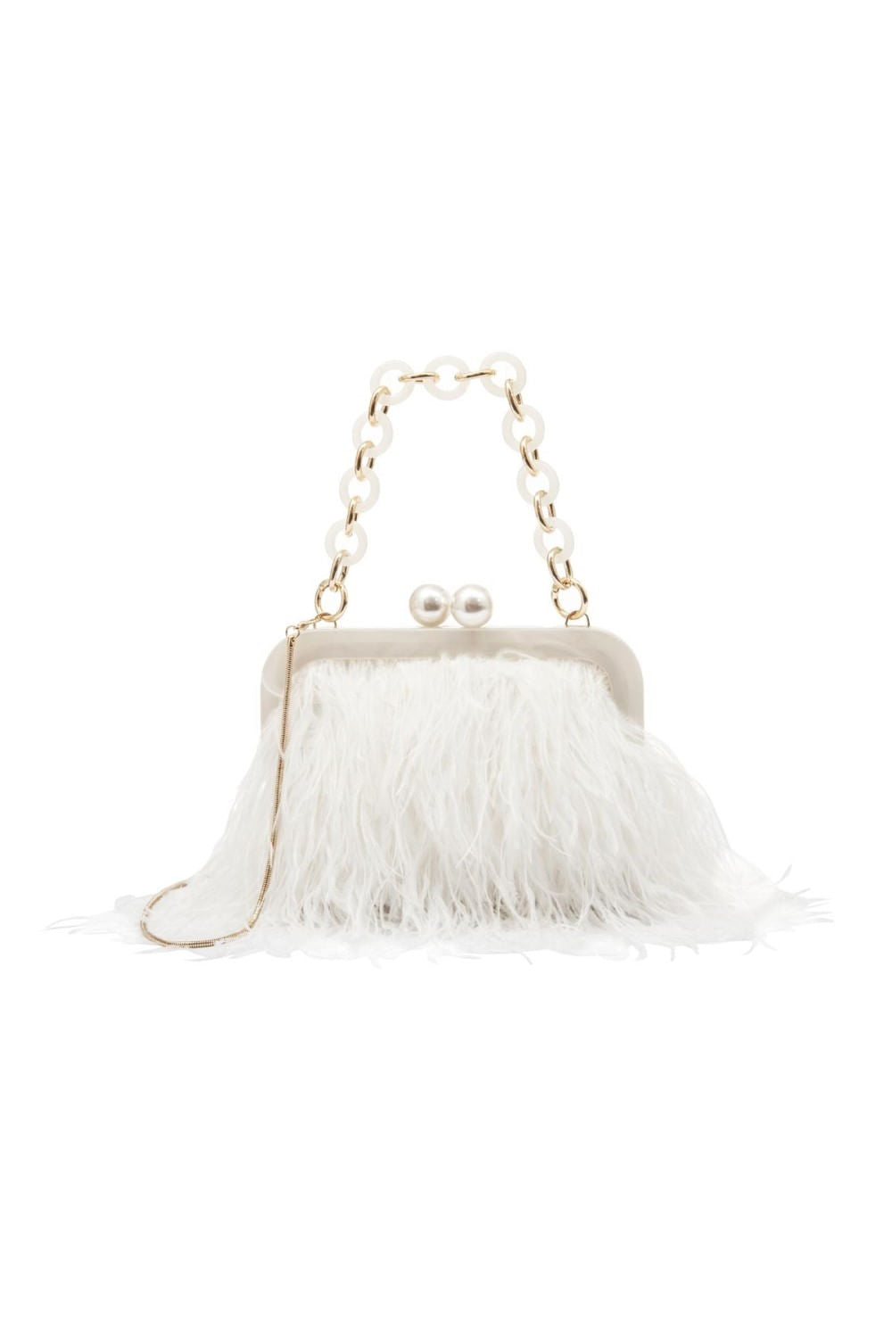 BOLSA MAXI CLUTCH PLUMAS ARMAÇÃO RESINA OFF WHITE