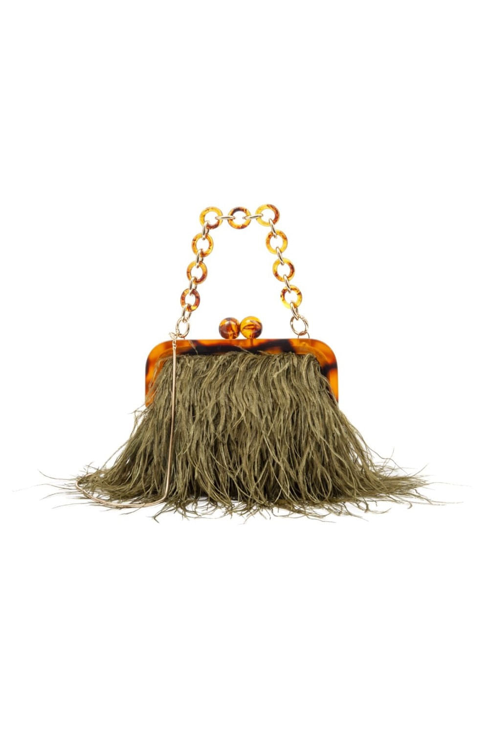 BOLSA MAXI CLUTCH PLUMAS ARMAÇÃO RESINA VERDE