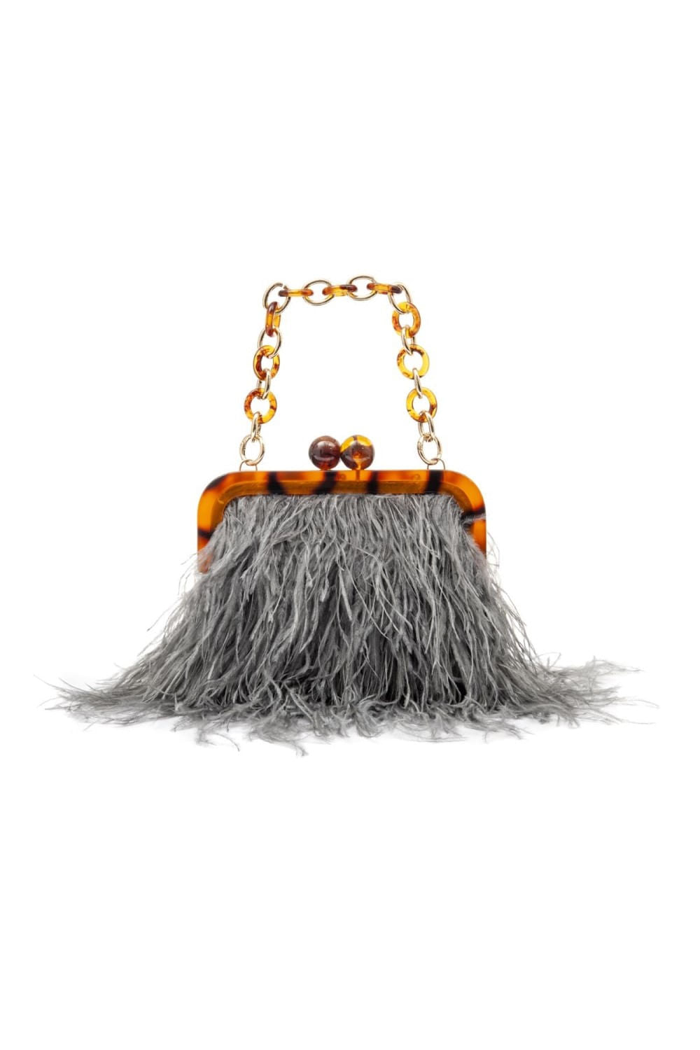 BOLSA MAXI CLUTCH PLUMAS ARMAÇÃO RESINA AZUL