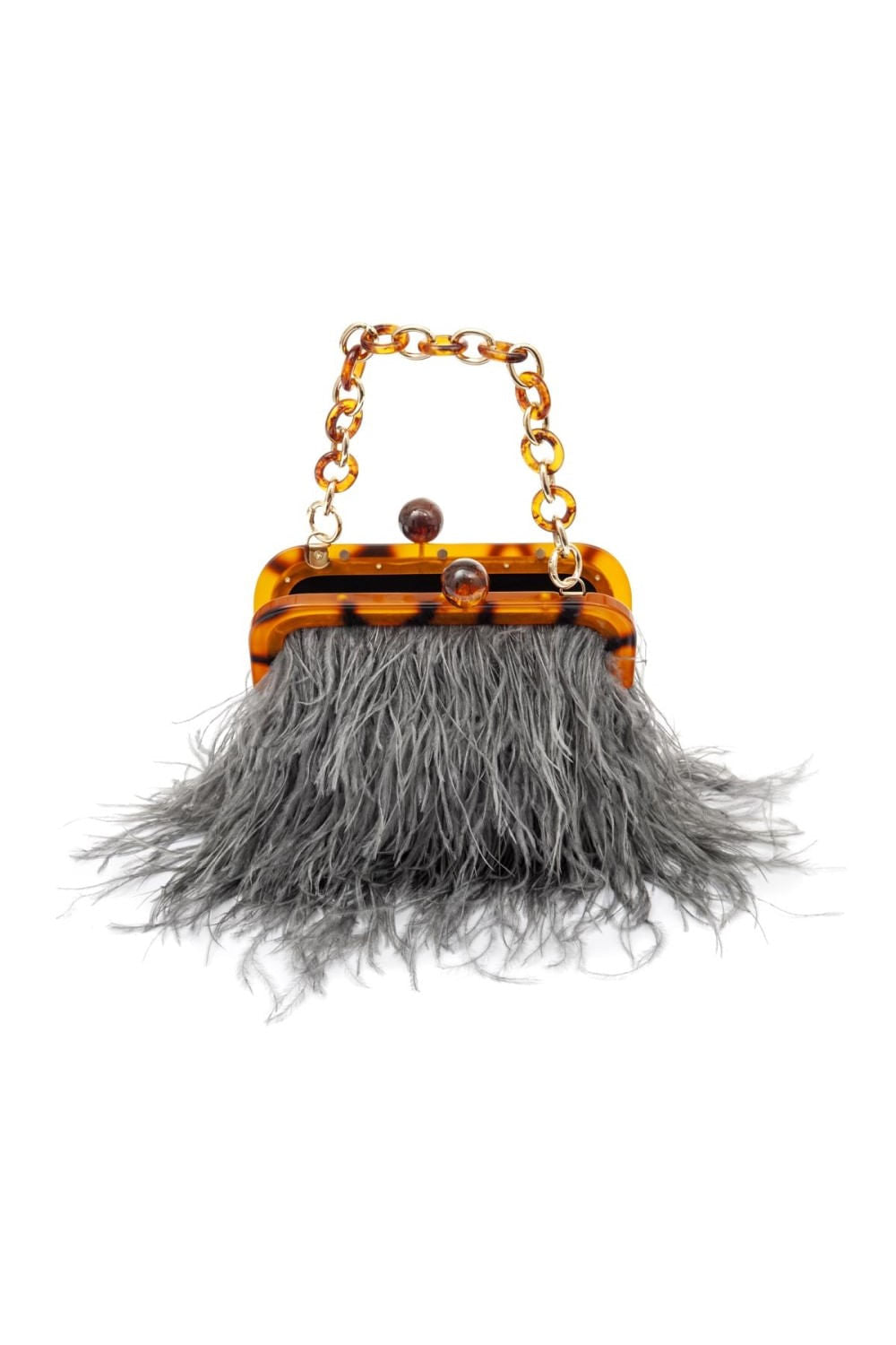 BOLSA MAXI CLUTCH PLUMAS ARMAÇÃO RESINA AZUL