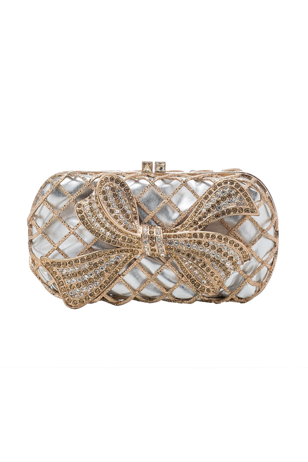 BOLSA CLUTCH MAXI CRISTAIS LAÇO DOURADO