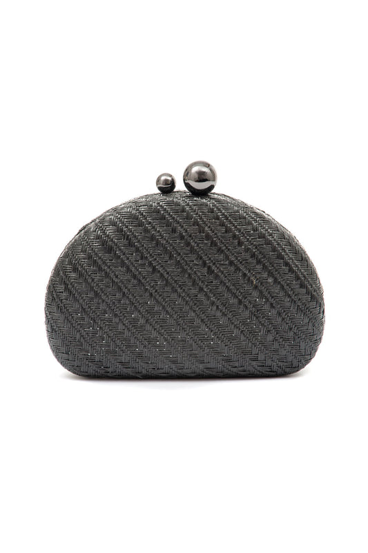 Bolsa clutch abaulada alça resina preto