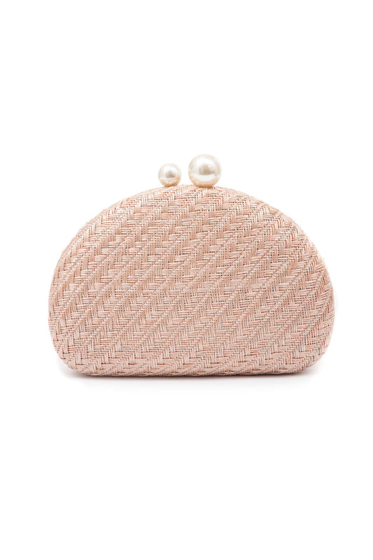 Bolsa clutch abaulada alça resina rose