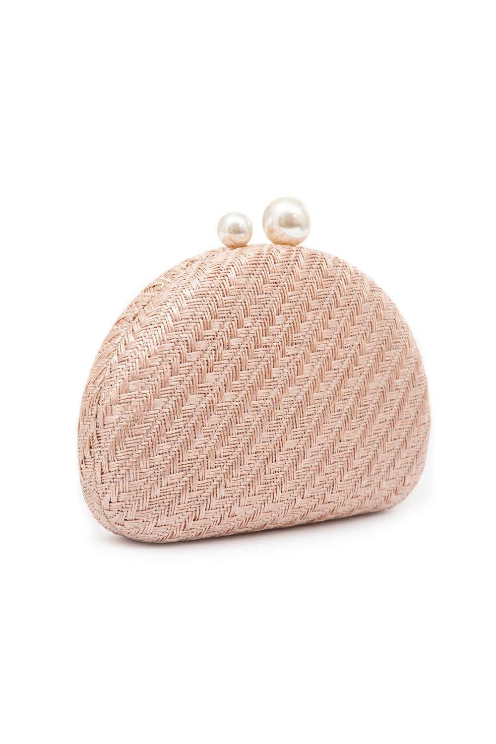 Bolsa clutch abaulada alça resina rose